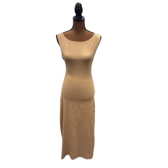 We Wore What Boat Neck Ribbed Midi Dress in Beige – NWT Size XS - Picture 1 of 10